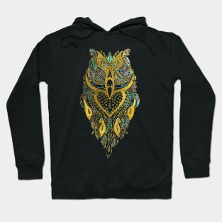 Gold and Abalone Tribal Owl Hoodie